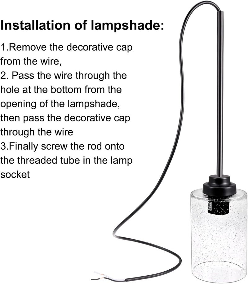 Canomo Chandelier Extension Poles Lighting Fixture Downrods with 1/8-IP Threaded 3/8" Diameter Insert Pipes and 180 Degrees Sloped Adapter for Pendant Light, Black (12 Inch and 6 Inch) - Image 4